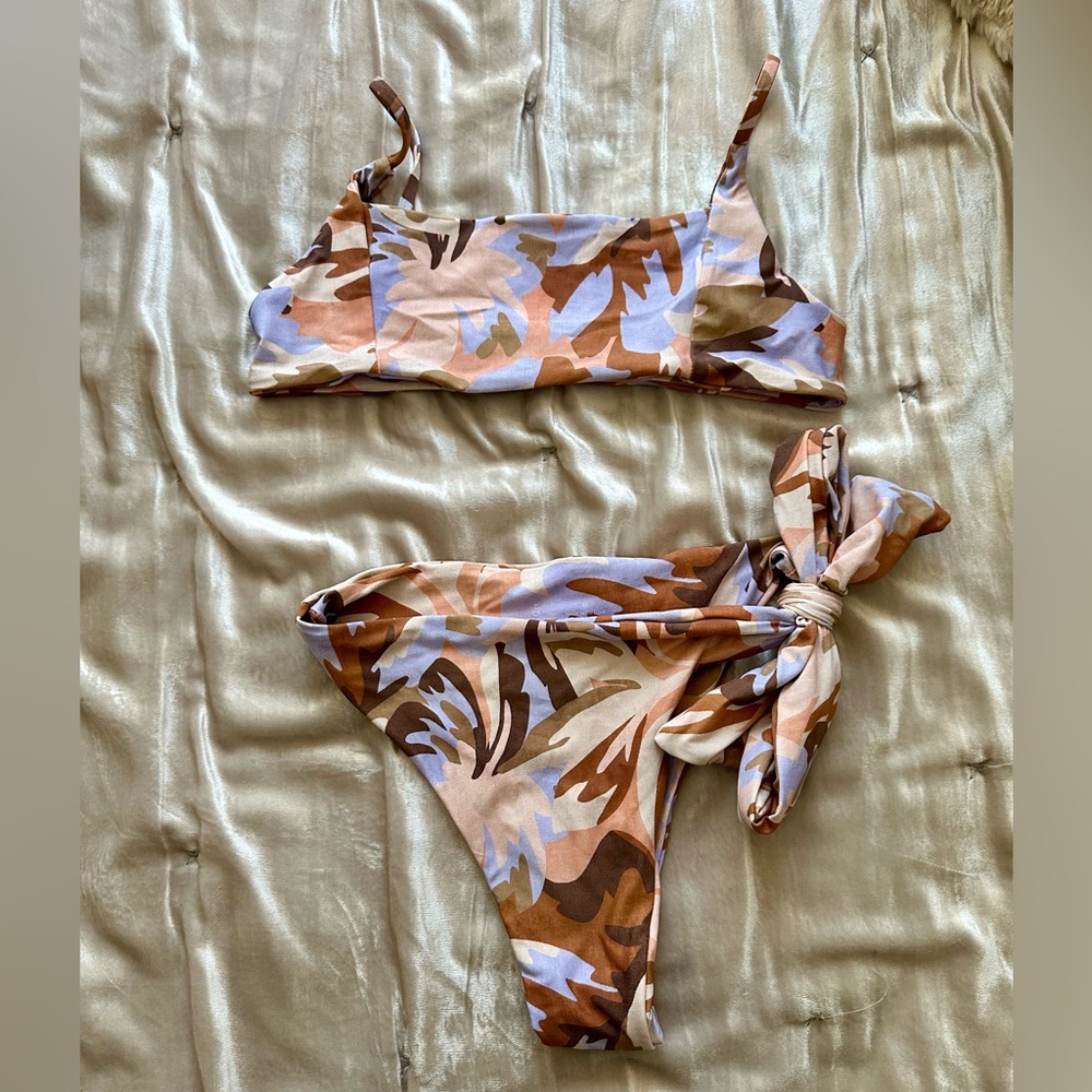 Stone Fox swim bikini set — samay top and June bottom in pastel petal print